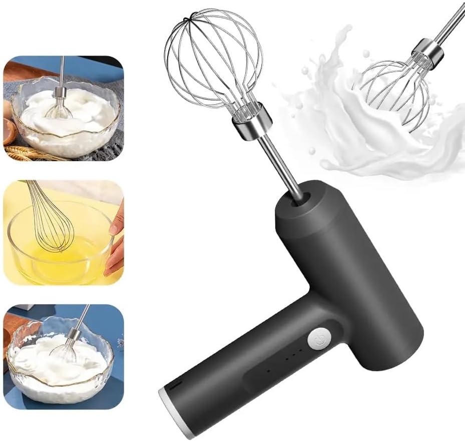 1 Piece Cordless Electric Food Mixer Portable 3 Speed Whisk Baking Dough Cake Cream Mixer Kitchen Tools(Black)