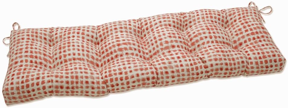 Pillow Perfect Outdoor/Indoor Alauda Coral Isle Tufted Bench/Swing Cushion, 60" x 18", Red