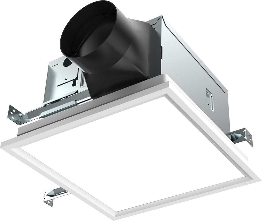 SNP100HL9 | 100 CFM | 0.8 Sone | Humidity Sensing | Dimmable 4000K Edge Lit LED | No Attic Access Required Quiet Bathroom Ventilation Exhaust Extractor Fan