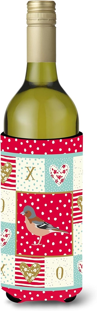 Caroline's Treasures CK5511LITERK Finch Love Wine Bottle Hugger, Red Bottle Cooler Sleeve Hugger Machine Washable Collapsible Insulator Beverage Insulated Holder