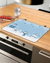 Christmas Countertop Burners Protection Mats for Kitchen, Snowman Snowflakes Christmas Tree Winter Blue Rubber Stove Top Cover Mat, Heat Proof Mats Cooktop Cover for Counter Dish Drying Mat, 36"x21"