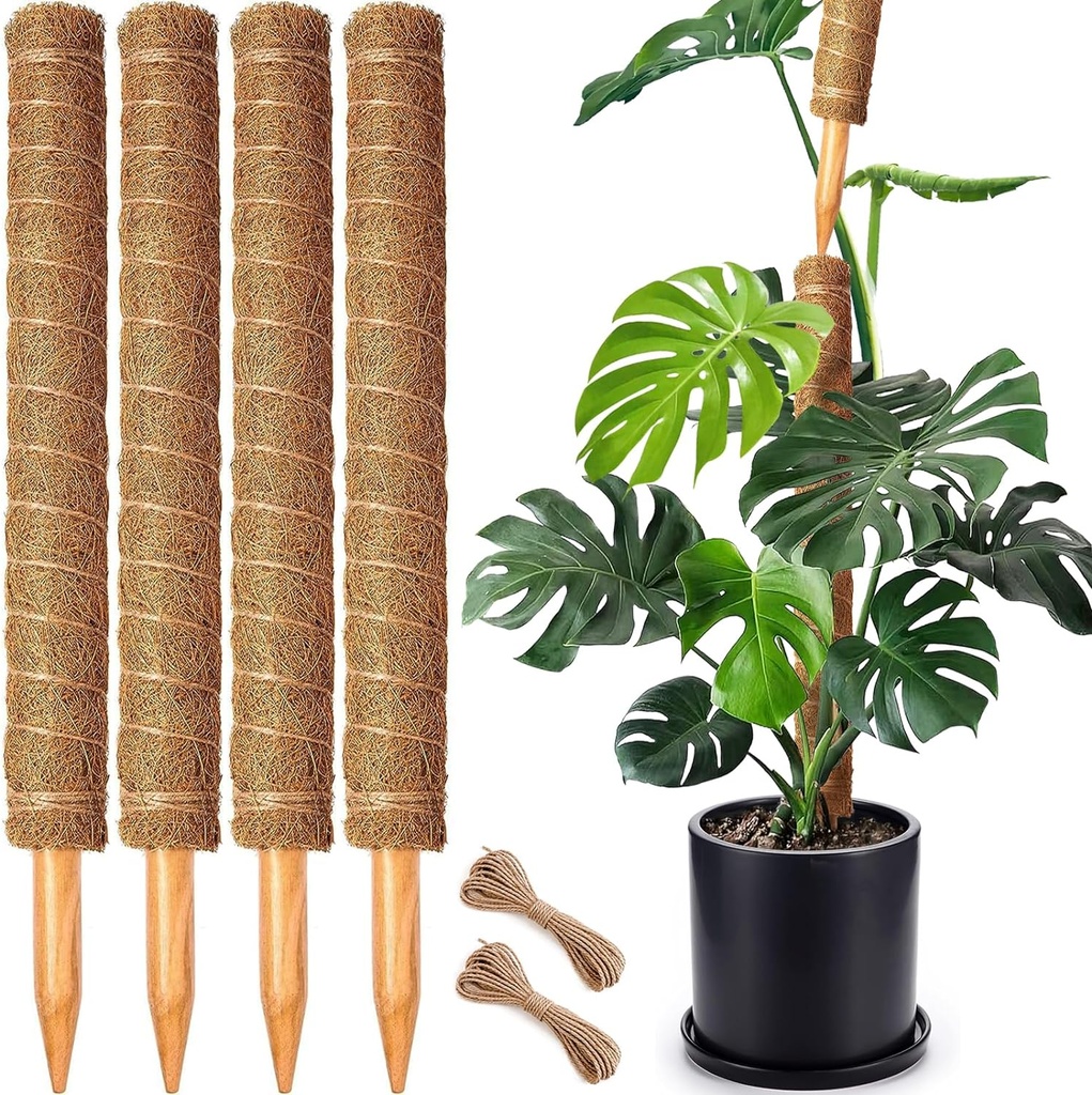 4 Pack 22 Inch Moss Poles, Stackable Moss Pole for Plants Monstera, 70 Inch Tall Moss Poles for Climbing Plants Indoor, Coir Totem Plant Support Stakes Stand for Potted Plants, Pothos