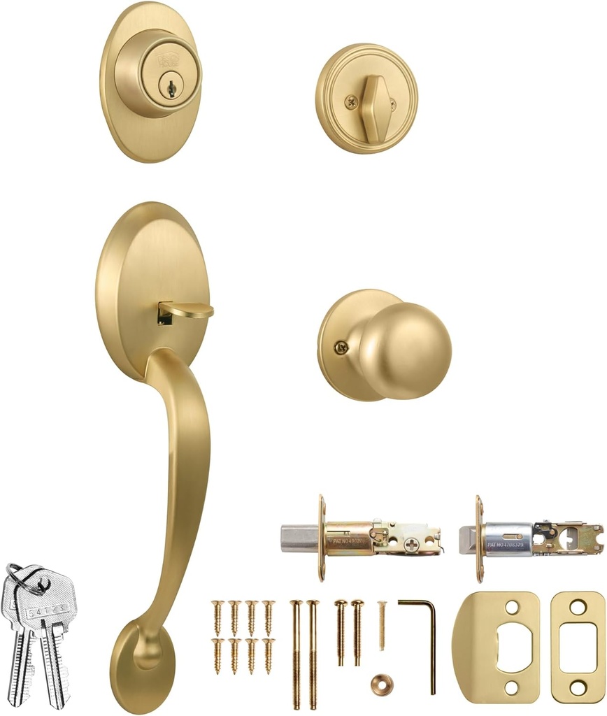 Design House Cambridge Handleset, Satin Gold