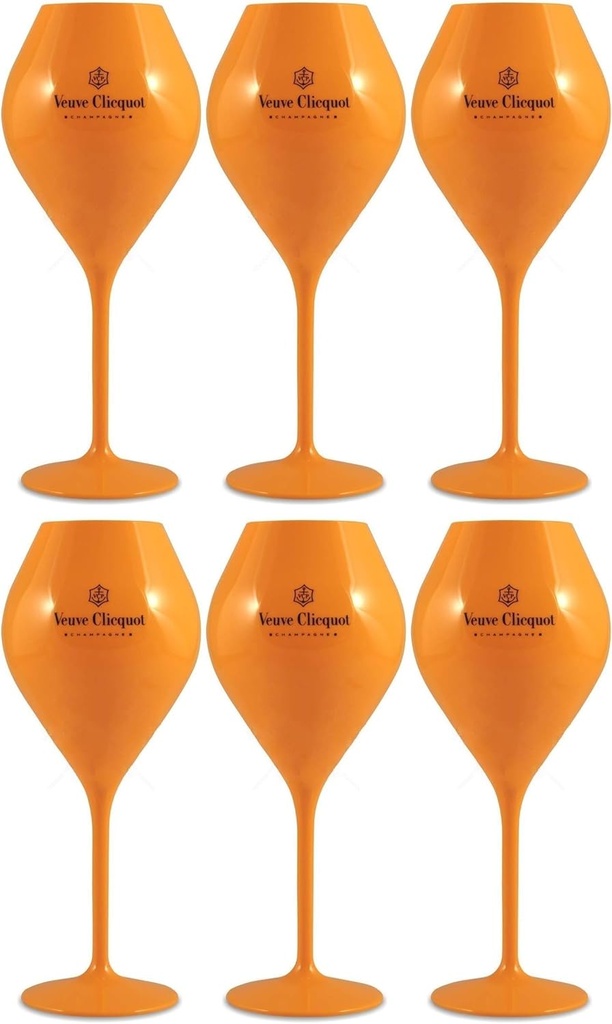 6x Yellow Trendy Champagne Flutes Polycarbonate Acrylic Poolside Glasses Goblets (Small Edition)