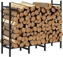 4ft Outdoor Indoor Firewood Rack Holder for Fireplace Wood Storage, Adjustable Stacker Stand, Heavy Duty Fire Logs Stand Stacker Holder for Fireplace Metal Lumber Storage Carrier Organizer