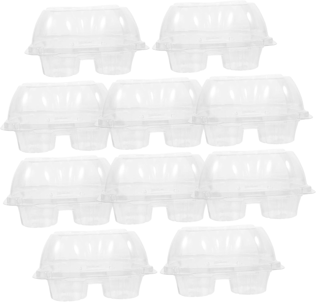 10pcs Clear Lid Cupcake Boxes Cavity Baking Containers for Muffins and Desserts Airtight and Non-slip Design for Home Bakery and Events
