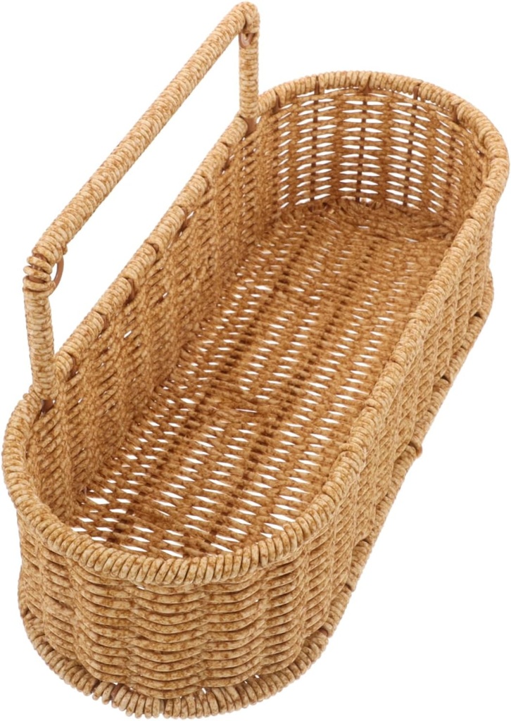 Imitation Rattan Woven Basket Wall Hanging Storage Rack for Bathroom Kitchen Material Hanging Flower Basket for Home Organization and Space Saving