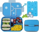 Bento Lunch Box for Kids, Lunch Containers- Keeping Cool for 4-5 Hours with Ice Pack Bulit in / 5 Compartments/Insulated freezable Lunch Bag, Loncheras Para Nios for Kids/Adult (Blue)