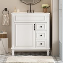 Merax 30" Bathroom Vanity with Sink Top, Modern Bathroom Storage Cabinet with Single Sink, One Door Cabinet, Two Drawers, Solid Wood Frame