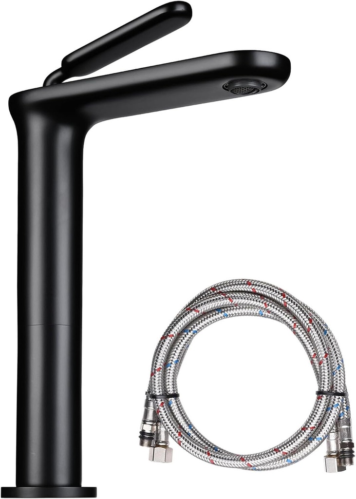 Aquaterior Single Handle Bathroom Vessel Sink Faucet Rv Lavatory Commercial Bathroom Non-Lead Faucet Vanity Sink Mixer Tap Matte Black (CUPC NSF CEC)