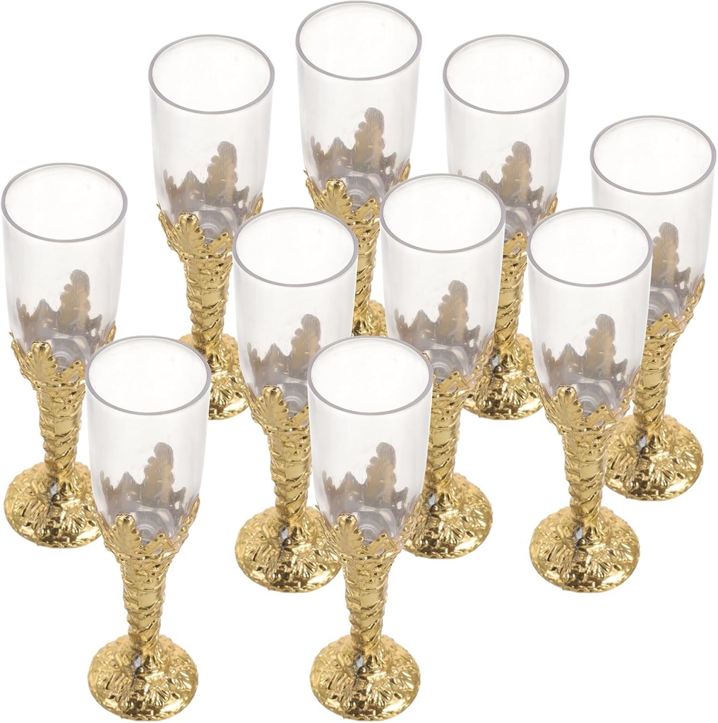 ABOOFAN Vintage Chalice 12pcs Plastic Wine Glasses Gold Medieval Goblet Queen King Party Cups Altar Cup for Church Communion Wedding