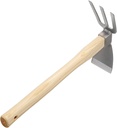 HARFINGTON Garden Hoe and Cultivator 15" Steel Hoe Garden Tool Anti-Rust with Non-Slip Wooden Handle Lightweight Hand Tiller for Backyard Loosening Farm Planting Weeding