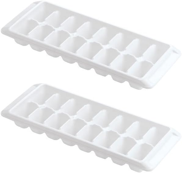 Ice Tray Easy Release White Ice Cube Trays, 16 Cube (Pack of 2) (2867-WHT-2)