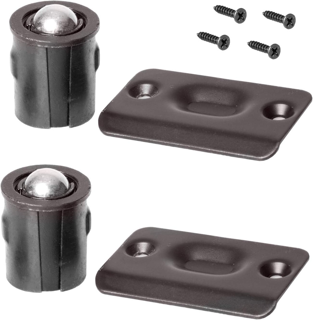 Ilyapa Set of 2 Ball Catch Door Hardware, Oil Rubbed Bronze Ball Catches for Interior Doors, Latch Hardware for Closet or Cabinet