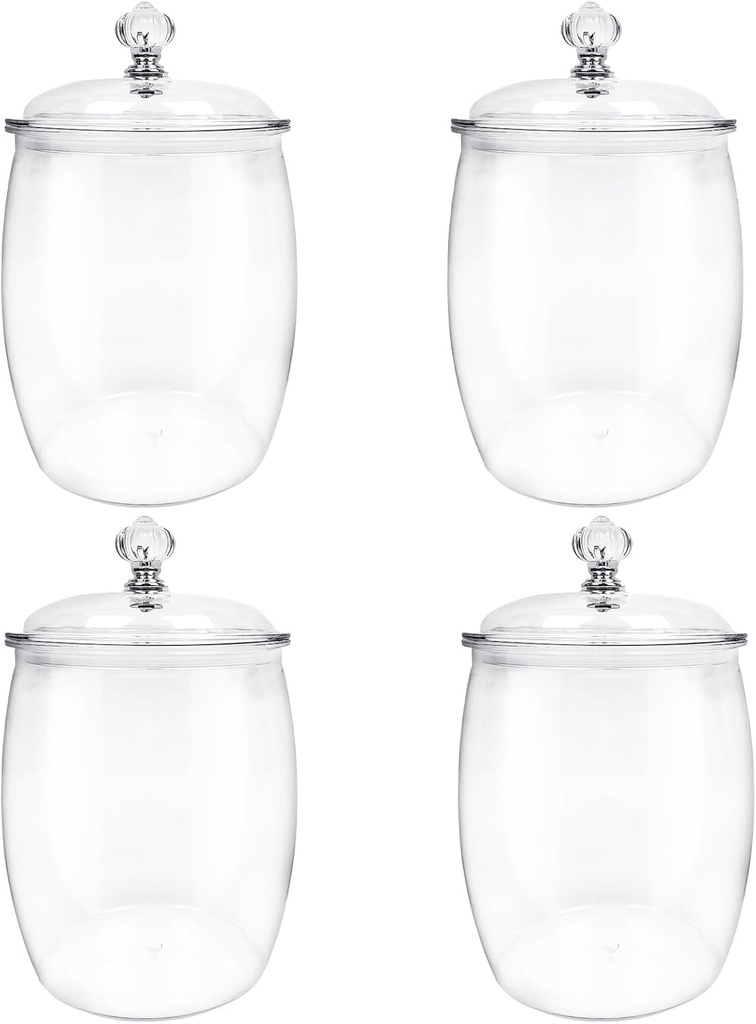 4 Pcs Candy Cookie Jar, 74 oz Clear Plastic Jars with Lids Apothecary Jars Candy Buffet Storage Containers Airtight Food Canister Home Organization for Kitchen Laundry and Party