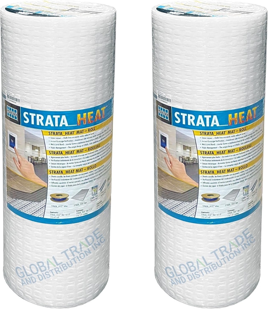 Laticrete 0179-0161-H Strata Heat Mat 5/16" Thick Floor Heating, Uncoupling Membrane Underlayment- 161 Sq Ft Roll - 2 Rolls Bundle