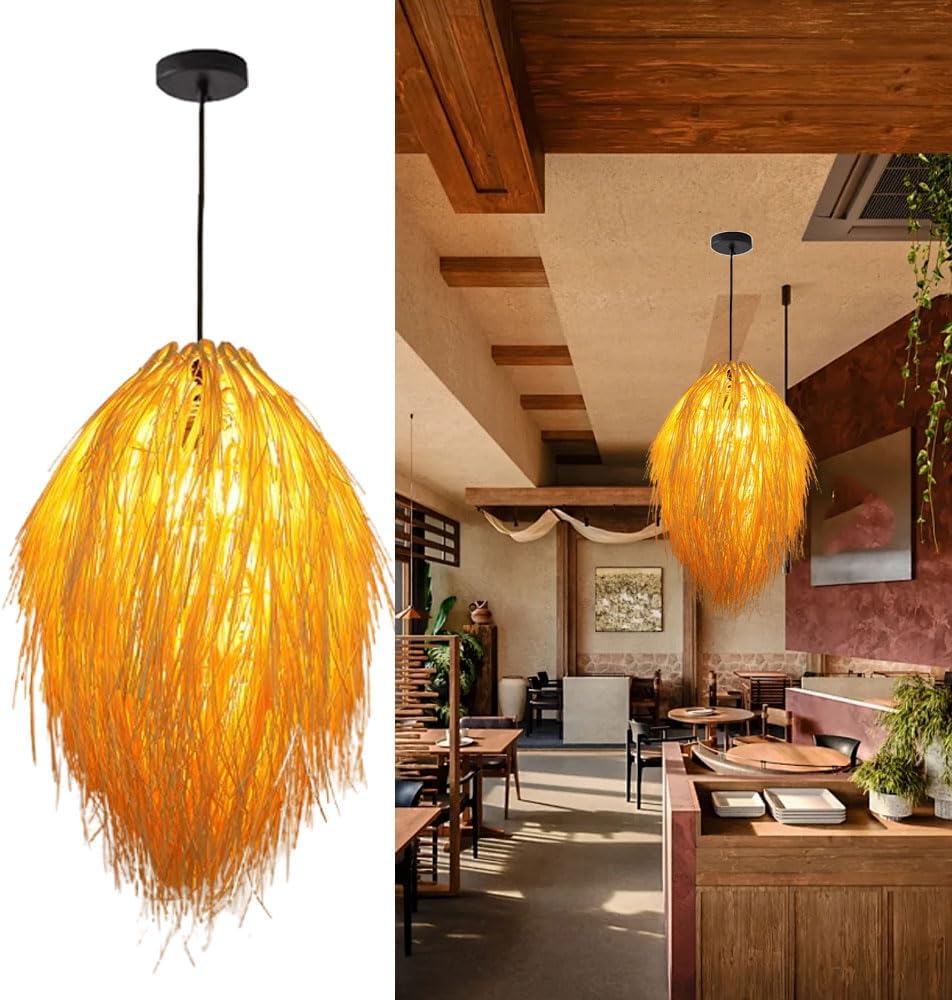 Southeast Asian Style Rattan Pendant Light 50 CM Wicker Art Chandelier E27 Weaving Living Room Hanging Lights Restaurant Cafe Corridor Decorative Lamp Fixture