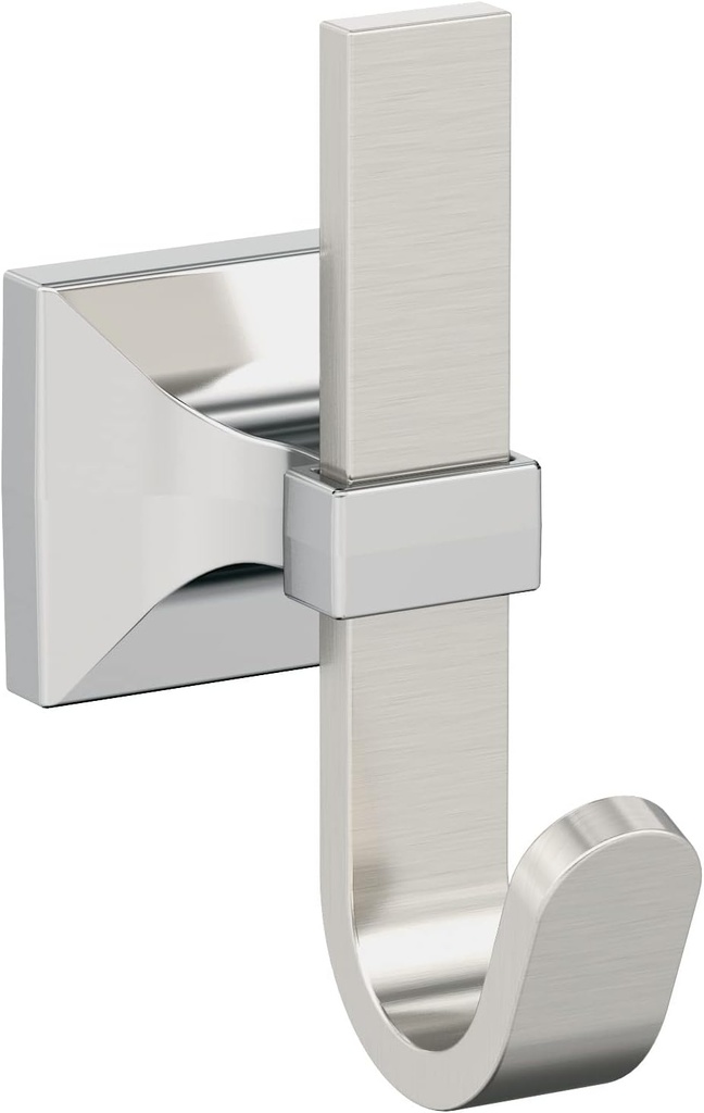 Amerock HBX36686G1026 | Burbank Single Prong Decorative Wall Hook | Satin Nickel/Polished Chrome Hook for Coats, Hats, Backpacks, Bags | Hooks for Bathroom, Bedroom, Closet, Entryway, Laundry Room