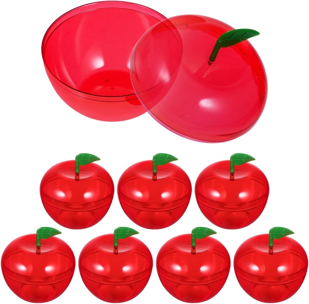 HEMOTON 8PCS Plastic Red Apple Container,Apple Shaped Candy Filling Containers Jar, Apple Containers Fruit Candy Box,Christmas Tree Wedding Party Decorations Teacher Appreciation Giftware