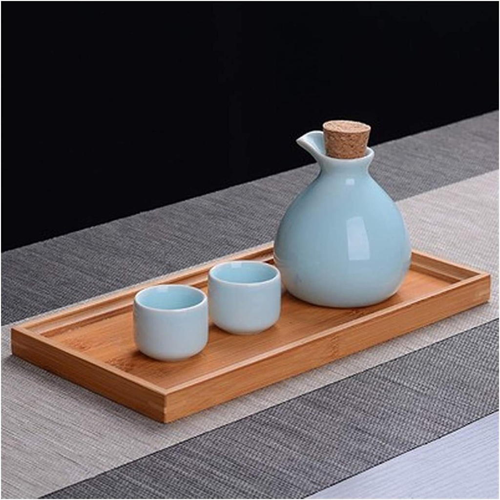 Sake Wine Set, Wine Glass,1 Pot of 2 Cups Vintage Ceramic Sake Pot Cups Set Flagon Liquor Cup Spirits Cups Set Sake Wine Set,Home Decor/Style 1(Style 2)