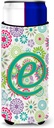 Letter E Flowers Pink Teal Green Initial Ultra Beverage Insulators for slim cans
