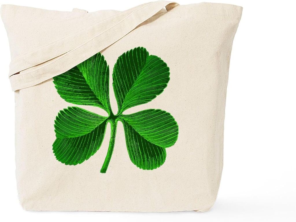 CafePress Lucky Charm 4 Leaf Clover Irish Tote Bag Reusable Natural Beige Canvas Shopping Bag
