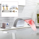 Silver Bathtub Faucet Set,Stainless Steel Roman Tub Faucet,Waterfall Bathtub Faucet,Roman Tub Faucet with Double-Handle and 1/2in Hot and Cold Hose,Silver Bathtub Faucet Set