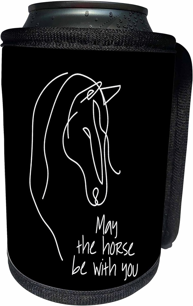 Can Cooler Bottle Wrap - May the horse be with you - a horse head on black cool charming gift Alexis Design - Animals Horse