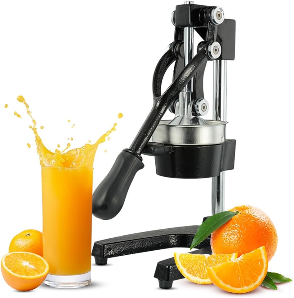 Hand Press Juicer Machine Kitchen Cast-Iron Orange Juice Squeezer Commercial Heavy-Duty Countertop Stainless Steel Sturdy Manual Citrus Press for Orange Juice Pom Lime Lemon Juice