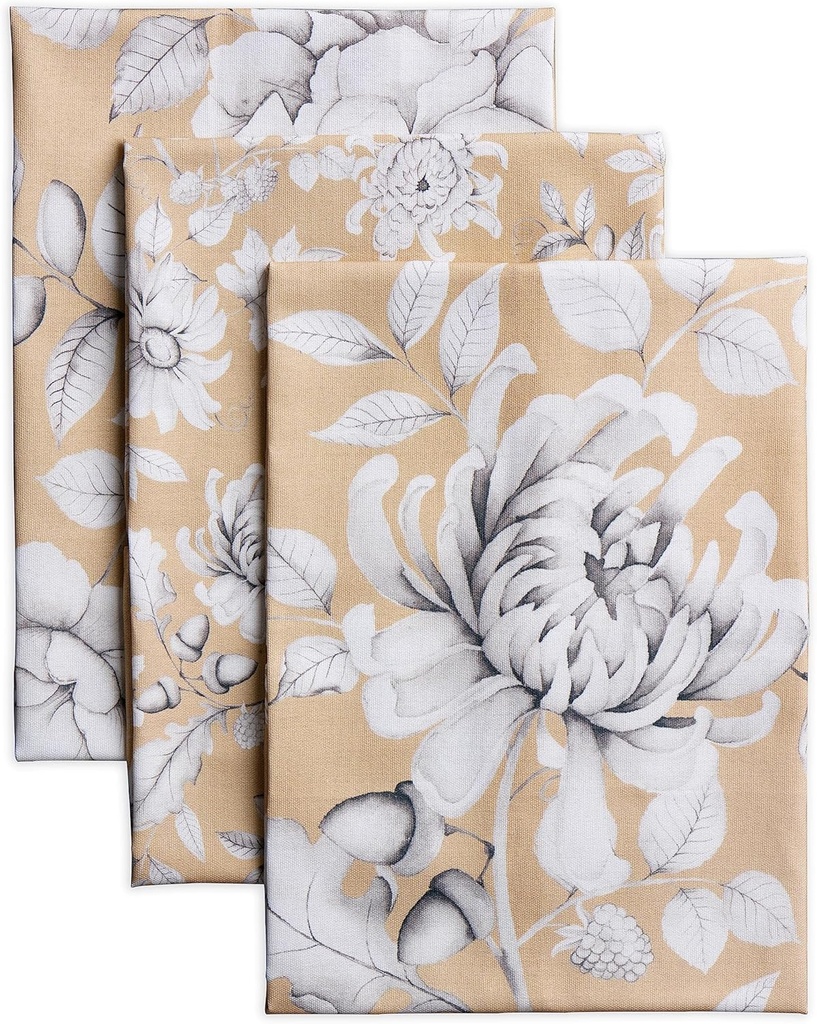 Maison d' Hermine Kitchen Towels Set of 3 100% Cotton 20" x 27.5" Reusable Cloth Tea Dish Towels Absorbent with Hanging Loop for Kitchen Dining Thanksgiving Christmas Decorations (Pretty Autumn)