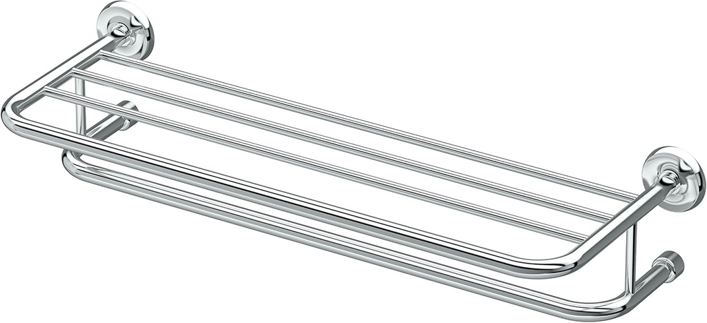 Gatco 5376 Designer II Bathroom Spa Towel Rack, 24", Chrome | Wall Mounted Stainless Steel 26.50" W X 5.68" H X 10" D Towel Holder Rack with Towel Bar for Bathroom