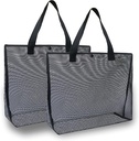 2Pack Large lightweight Simple Mesh Beach Tote Bag With snap Button Reusable Pool Bag for Outdoor Travel Shopping Gym