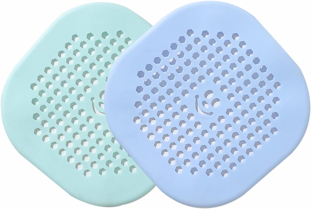 Shower Drain Hair Catcher, Hair Drain Catcher with Suction Cups Tub Drain Hair Catcher Hair Stopper for Shower Drain Bathtub Hair Drain Catcher for Bathroom Bathtub Kitchen Sinks (Blue+Green)
