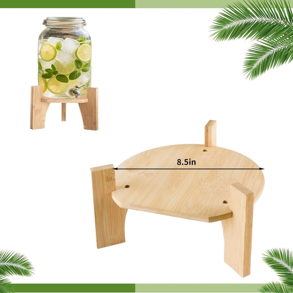 Wood Drink Dispenser Stand Natural Bamboo Fits 6-8 Inch Diameter Beverage Jugs Elegant & Sturdy Stand for Home, Parties, & Catering Events (8.5inch)