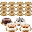 20 Pack 8" Disposable Cake Carriers, Disposable Cake Containers with Lids, Clear Plastic Cake Container, Disposable Cake Holder for Transport, Storing, Displaying Cakes, Golden
