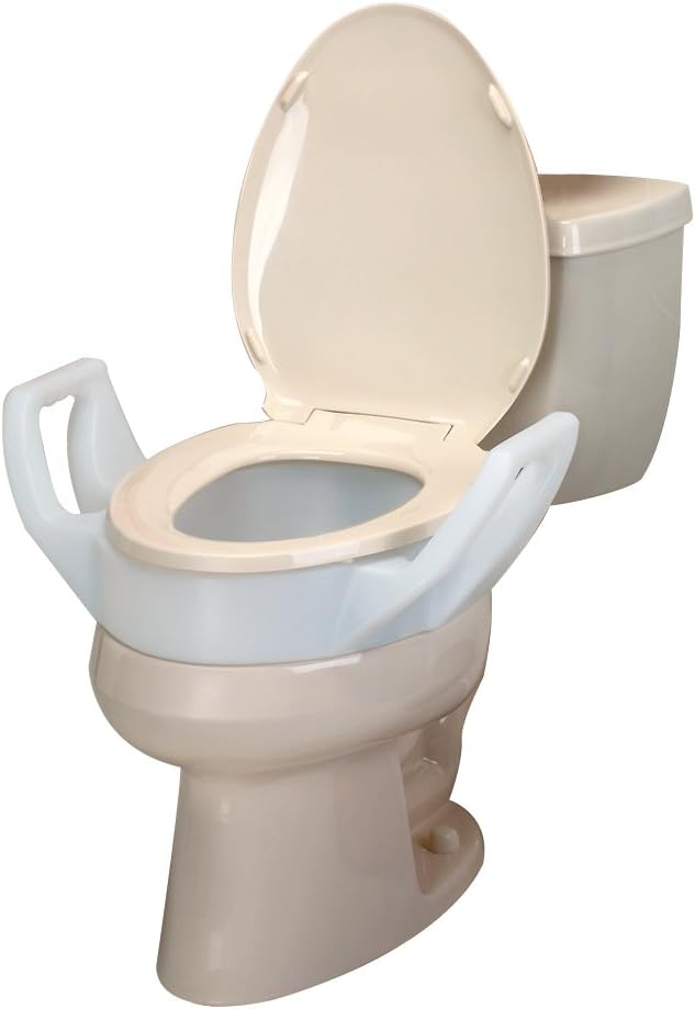 SP Ableware 725753311 Elevated Toilet Seat with Arms for Elongated Toilet, 3-1/2", White, Supports Up to 300-Pound