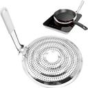 Heat Diffuser Flame Reducer Simmer Plate, Stainless Steel Heat Diffuser for Gas and Electric Stove, Double Thickening Food Warmer with Handle for Milk Coffee Cookware(Silver)