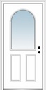 National Door Company, Steel, Primed, Left-Hand Inswing, Clear Glass, 1/2 Lite Round Top 2-Panel, Single Prehung Front Door, 36" x 80"