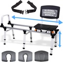 ShowerGlyde SG2 - FSA HSA Eligible | Sliding Transfer Bench for Toilet-Adjacent Tubs, Adjustable Height, Grab Bar, Extended Rails, Sliding Shower Chair with Commode Compatibility