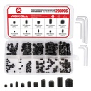200Pcs Socket Set Screw Internal Hex Drive Cup Point Allen Grub Screws Assortment Kit Black Alloy Steel Metric M3 M4 M5 M6 M8 (Black)