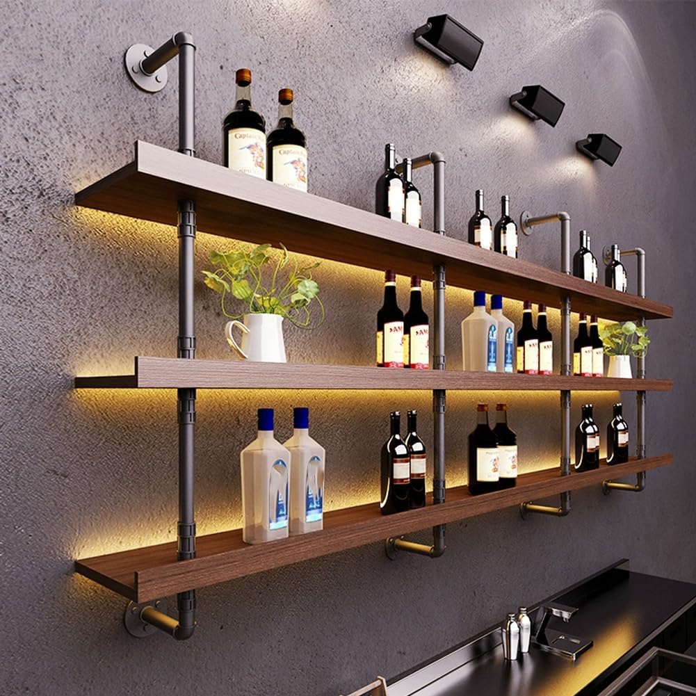 Modern Wall Mounted Three Tier Wine Rack - Sturdy Hanging Wine Bottle Storage for Home Mini Bar Wine Cellar Display - 100x22x120CM Stylish and Stable Design