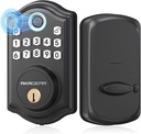 DS10 Keyless Entry Door Lock with Fingerprint, Electronic Keypad, 2 Keys, Auto-Lock & One Touch Locking, Easy Installation, Matte Black