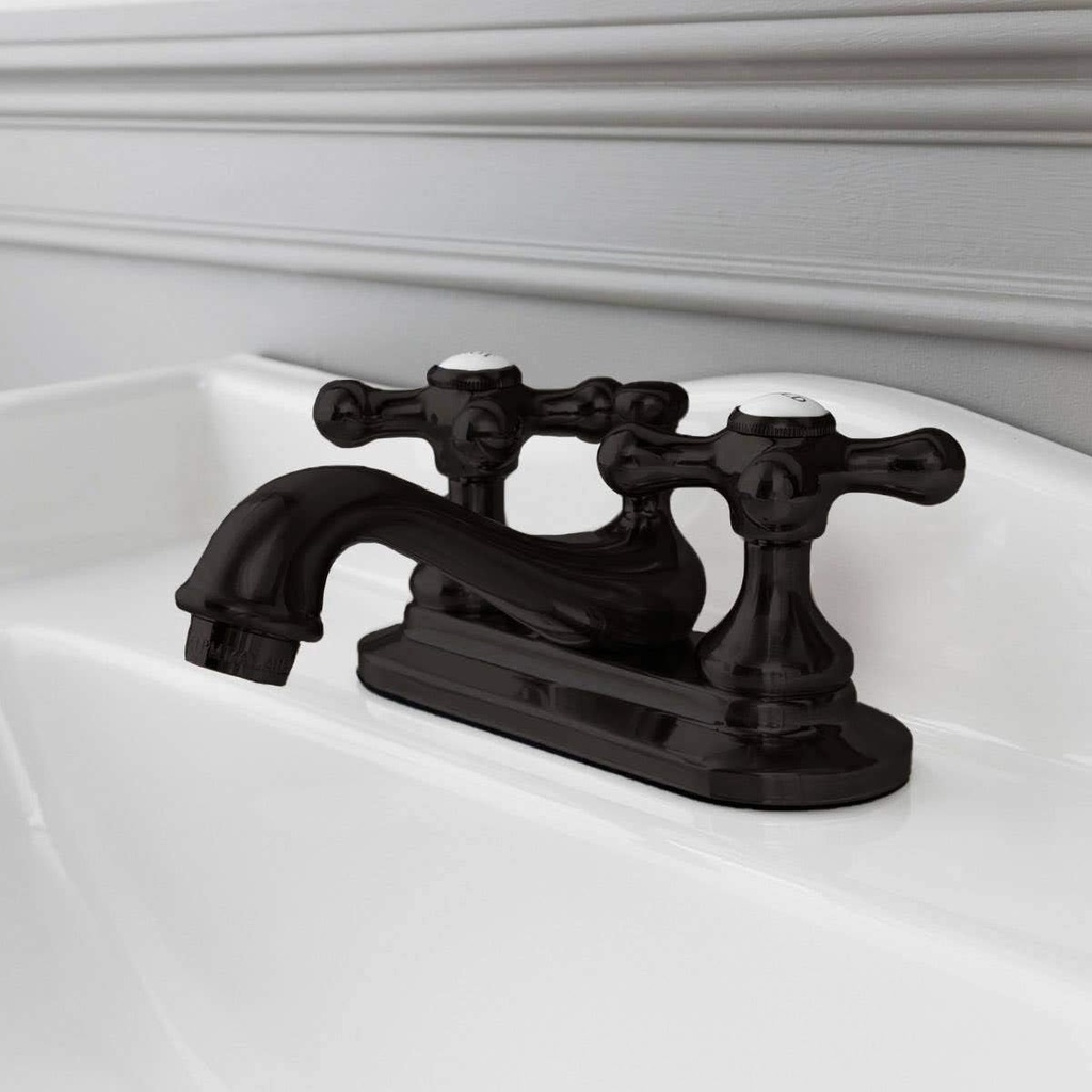 Vintage Tub & Bath Teapot Centerset Bathroom Sink Faucet - Metal Cross Handles