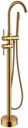 Brushed Gold Freestanding Bathtub Faucet with Cold and Hot Water Smooth Double Handle Floor Mounted Brass Bathtub Shower Mixer Taps with Rectangular Handheld Shower