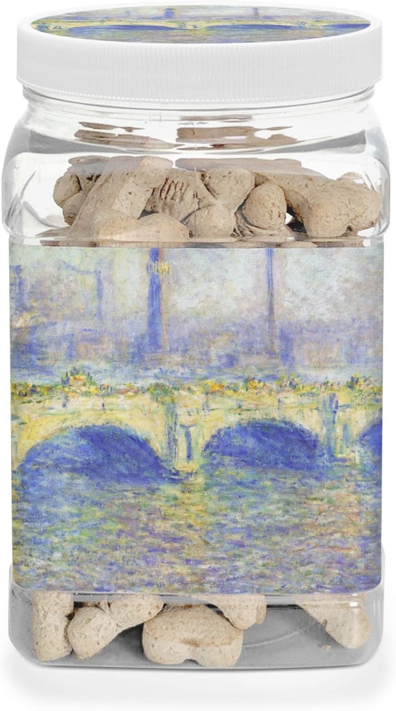YouCustomizeIt Waterloo Bridge by Claude Monet Dog Treat Jar
