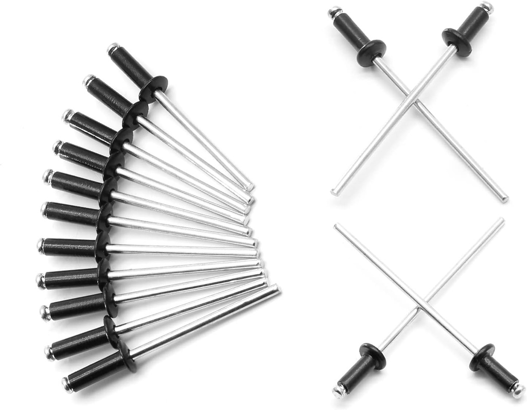 3/32" x 1/4" Black Pop Rivets Assortment - 100Pcs, Aluminum Rivets Metal Blind Rivets Kayak Rivets Tool Marine rivet fasteners for Boat