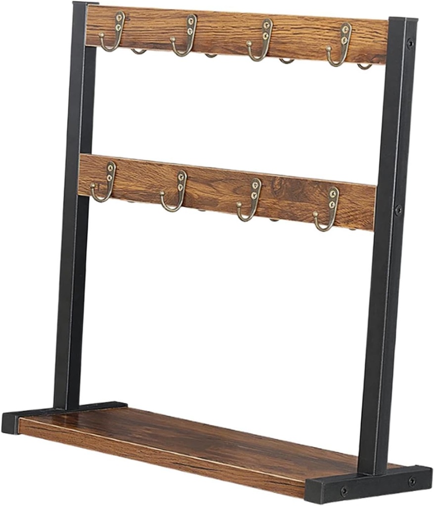 Coffee Mug Holder with Storage Base, Multifunction Space Saving 2 Tier Mug Cup Tree Rack, Coffee Station Bar Organizer,