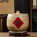 Grain Dispenser Food Storage Jars, Chinese Jar Ceramic Decorative, Airtight Food Storage Containers with Lids, Plastic Storage Canisters for Kitchen & Pantry Organization(21*21cm/8.3*8.3in)