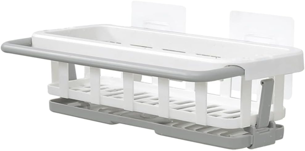 LIFKOME Kitchen Sink Caddy Plastic Retractable Sponge Holder Wall Mount Dish Cloth Hanger Hanging Sink Organizer Rack Basket Soap Rack Brush Holder