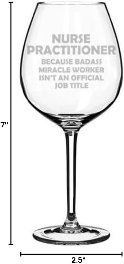 MIP Brand Wine Glass Goblet Funny Job Title Miracle Worker NP Nurse Practitioner (20 oz Jumbo)